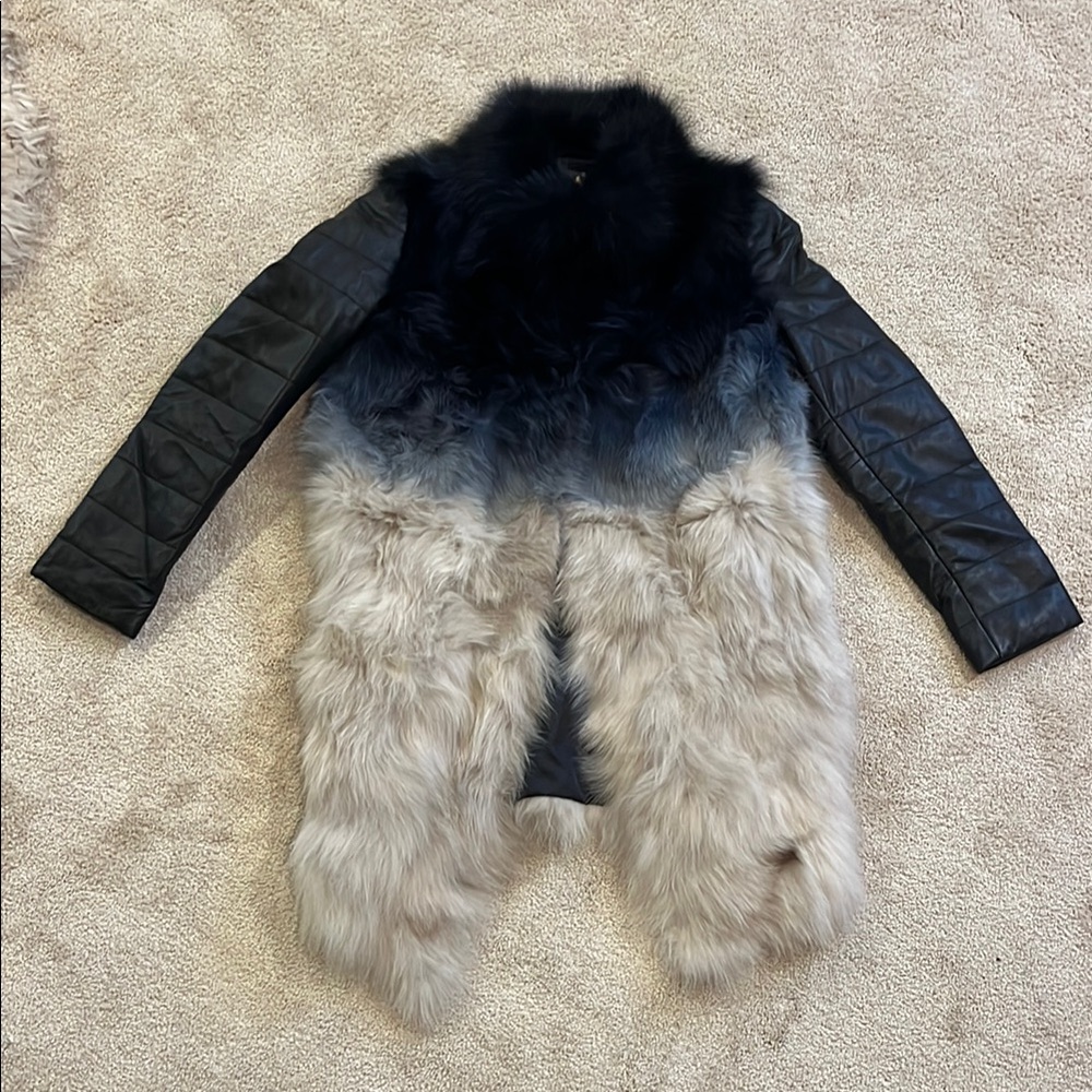 Luxurious Black and Gray Fur Jacket